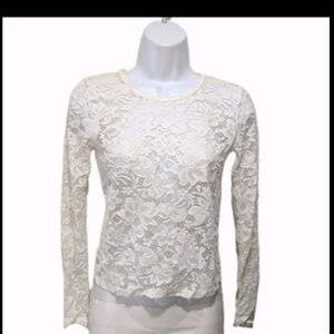 Hollister California Burnout Lace Top Long Sleeve Blouse XS Whimsical Fairy 90s